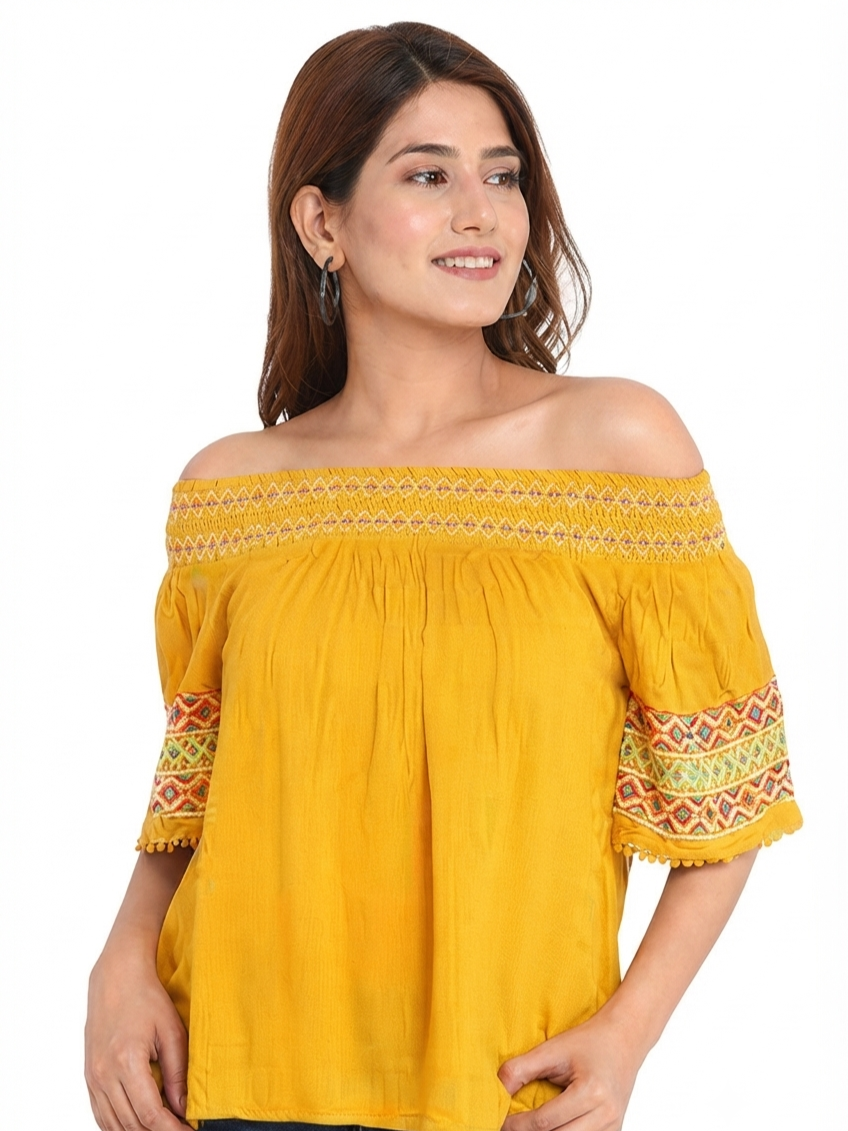 Yellow Embroidered Top