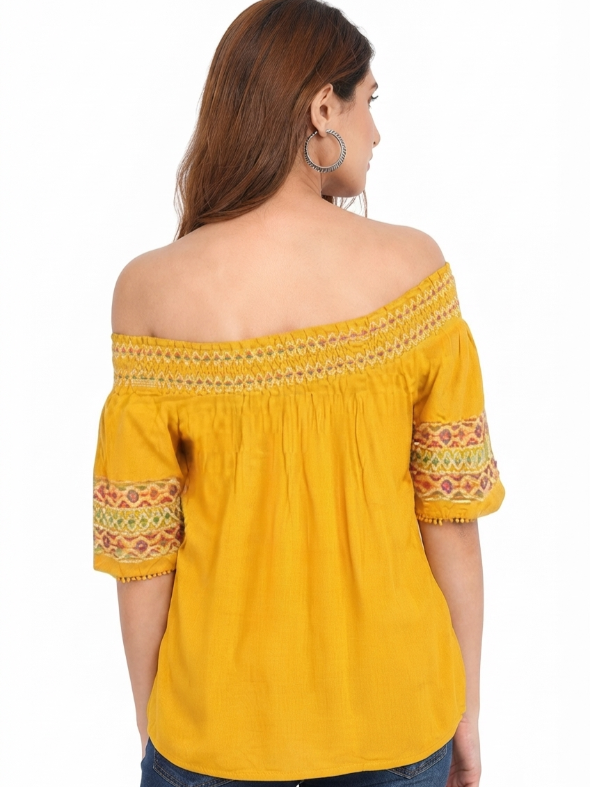 Yellow Embroidered Top